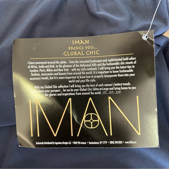 Iman Global Chic Flowy Pants Navy Blue Large - Picture 7 of 11